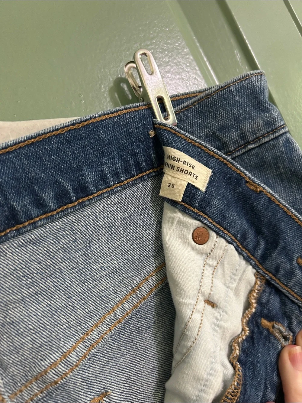 High rise denim shorts